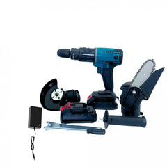 3-IN-1 Heavy Duty 48V Cordless Power Tools Combo Kit with Electric Drill, Angle Grinder & Mini Chain Saw, Fast Charger & Protective Carry Case