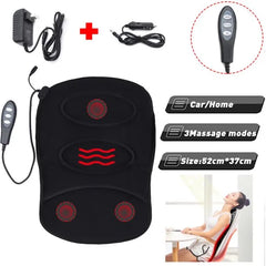 Premium Mini Robotic Heated Back Massage Cushion with 3 Massage Motors, 8 Massage Modes, RC Controller, Home & Car Power Adapter for Office, Travel & Daily Relaxation