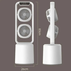 Dual-Layer 3D Air Loop Rechargeable Pedestal Tower Fan with RC, 350° Wide Oscillation, DC Variable Frequency Motor, 4 Wind Modes, 5 Timer Settings & Ultra-Quiet Portable Cooling Fan