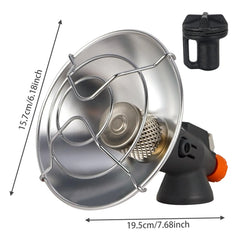 Portable Gas Camping Radiant Heater with Stainless Steel Heating Net, Protective Safety Guard, Heat Reflector, Adjustable Control Valve & Direct Tank Connection