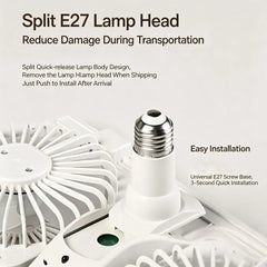 60W Dual Head LED Ceiling Fan Light with RC, 180° Adjustable Airflow, 3 Speeds, 3000–6500K Dimmable Lighting, 2H/4H Timer, Memory Function & E27 Socket
