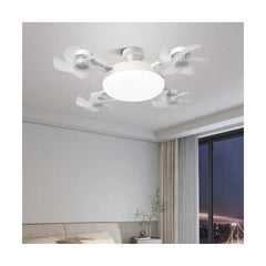 60W 4-Head Foldable LED Ceiling Fan Light with RC, E27 Screw Base, Adjustable Fan Speed, Dimmable Brightness & 3-Color Lighting