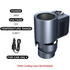 36W 12V Electric Car Heating & Cooling Cup Holder with 0–60°C Temperature Range, Digital LED Temperature Display, One-Touch Hot & Cold Switching, Thermoelectric Cooling Technology, Adjustable Telescopic Base & Car Cigarette Lighter Adapter