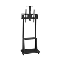 Heavy Duty Mobile Adjustable TV Stand with Wheels Rotatable for 30 to 75 Inch TVs with Media Shelf and AV Rack Universal Floor Mount Display Stand
