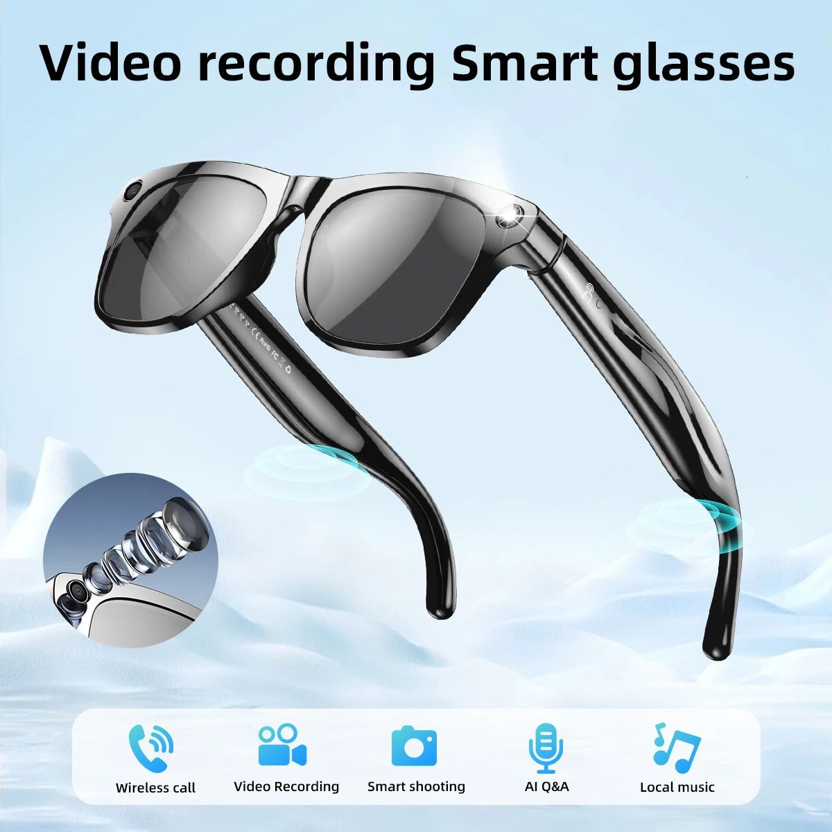 Gl One GL ONE AI-Powered Smart Glasses with HD Camera, 1080p Video Recording ...