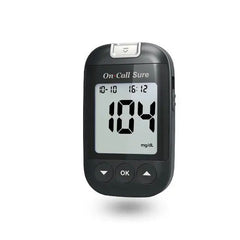 On Call Sure Digital Blood Glucose Meter and 100 Test Strips Combo Pack - ISO Certified for Home Blood Sugar Testing