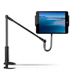 Adjustable Multifunction Desktop Phone & Tablet Stand with 360° Rotating Arm, Anti-Shake Clamp Mount, Foldable Alloy Extension Rod and Universal Device Holder