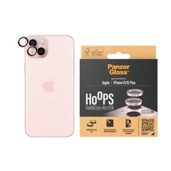 PanzerGlass Hoops Camera Lens Protector for iPhone 15 & iPhone 15 Plus with Scratch & Shock Resistant Glass, Metal Frame Design and Easy Installation – Pink