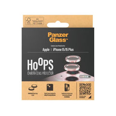 PanzerGlass Hoops Camera Lens Protector for iPhone 15 & iPhone 15 Plus with Scratch & Shock Resistant Glass, Metal Frame Design and Easy Installation – Pink