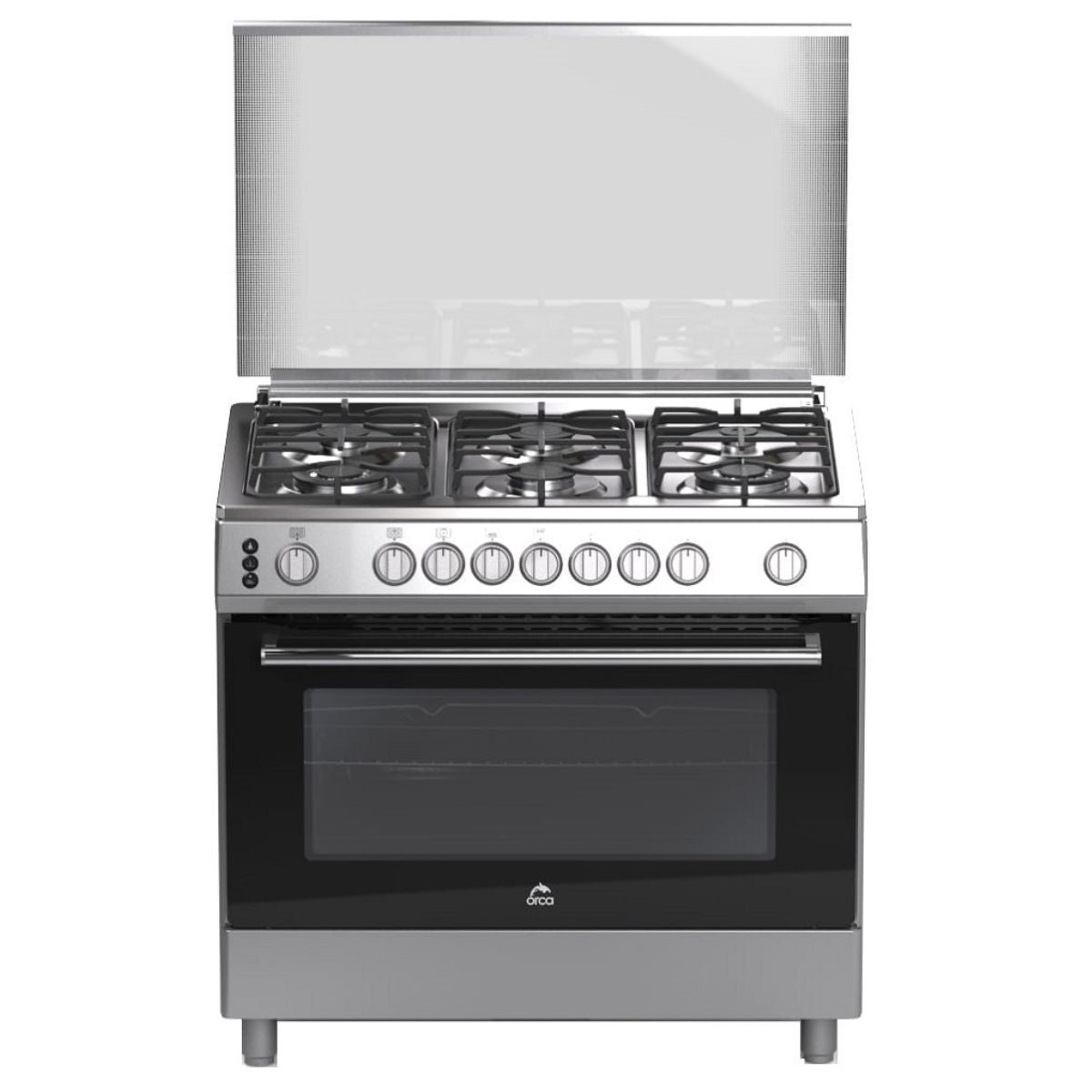 Orca Gas Cooker 6 Burners, 90 x 60 cm, Inox - OR-9060ODFS6B