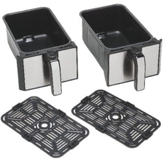 Kenwood Digital Twin Air Fryer 4 Liters + 4 Liters, Black/Silver - HFM75.000MB