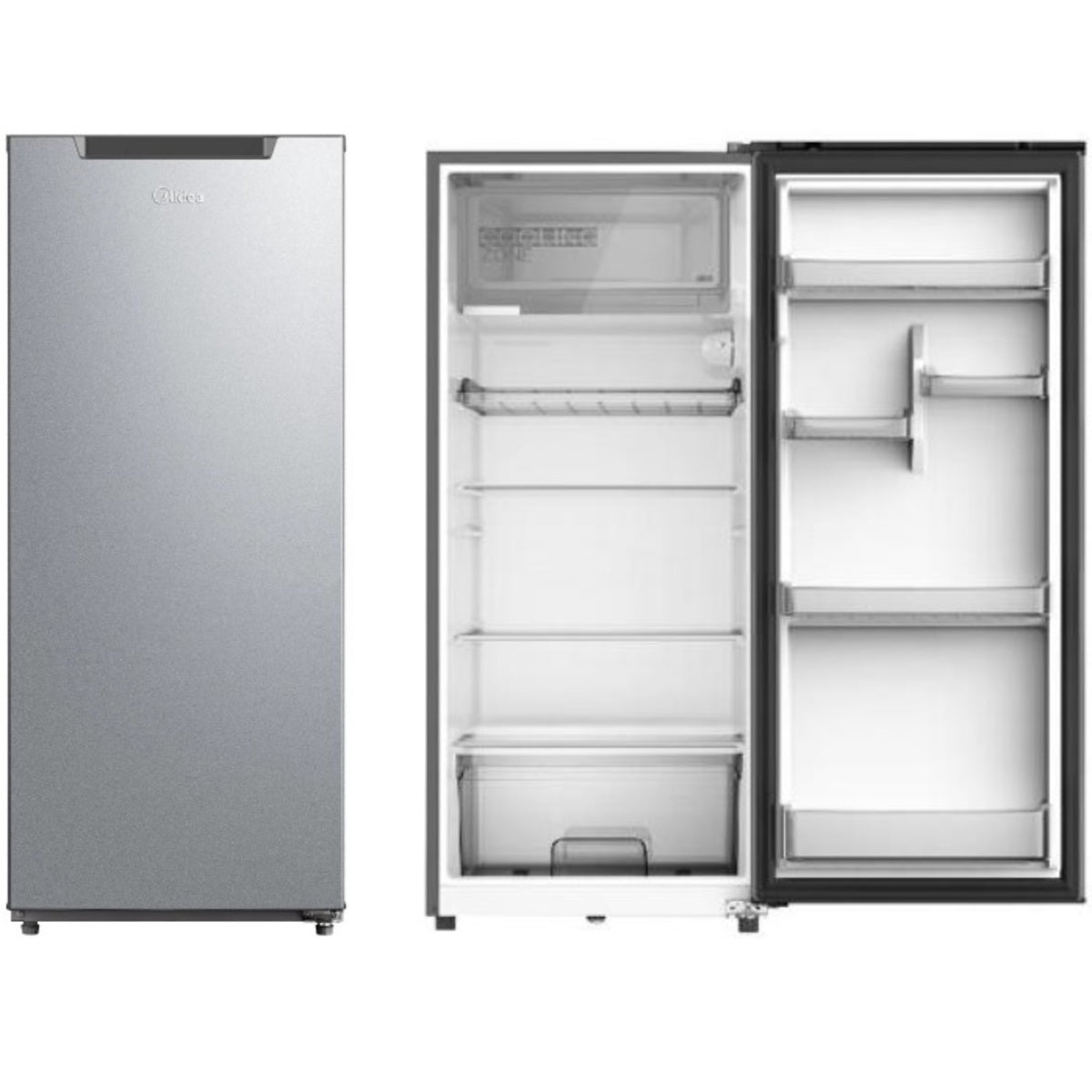 Midea Single Door Refrigerator 268 Liters 9.5 CFT, Crystal Silver - MDRD268FEE50AE