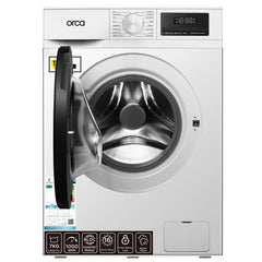 Orca Front Load Washing Machine 7KG 1000RPM BLDC, White - OR-TWF70EW
