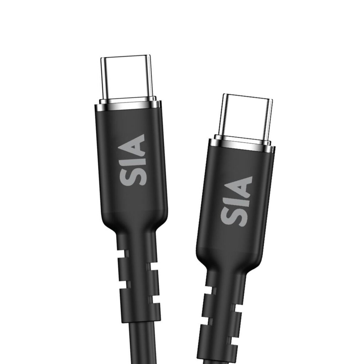 Sia Silicone USB-C To USB-C Cable 60W 1.2M, Black - SISRCC60-BK-DEAL
