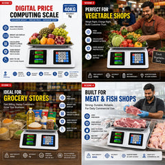 40kg Digital Retail Price Computing Scale with LED Display, Overweight Protection & 2g Precision