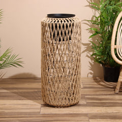 Decorative Woven Rope Floor Planter Pot with Metal Frame for Indoor Home Décor
