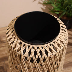 Decorative Woven Rope Floor Planter Pot with Metal Frame for Indoor Home Décor