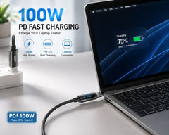 Go-Des GD-UC620 1.2M USB-C to USB-C 100W PD Fast-Charging Nylon-Braided Cable with Digital Power Display, Smart Chip and Data Synchronization