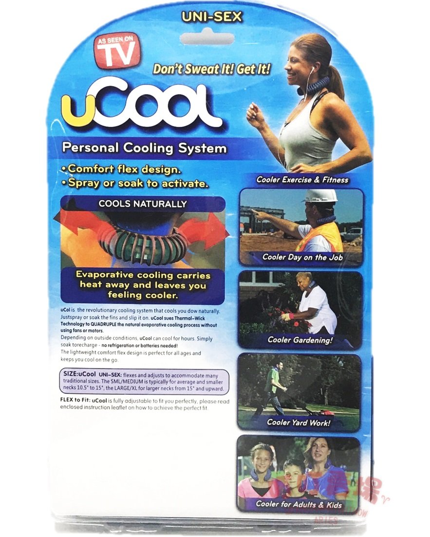 شريط تبريد شخصي قابل للارتداء من uCool مزود بتقنية التبخير - شريط مرن مريح قابل لإعادة الاستخدام للبالغين والأطفال، في الهواء الطلق، والرياضة، والعمل، والطقس الحار