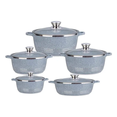 Hot Chef 10-Pcs Aluminium Marble Coating Nonstick Kitchenware Cookware Set