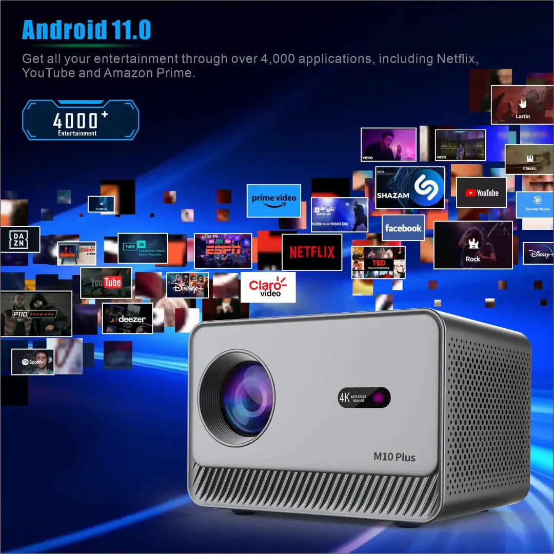 HD Home Cinema Smart WiFi Projector with Android 11 & Dual Stereo Speakers