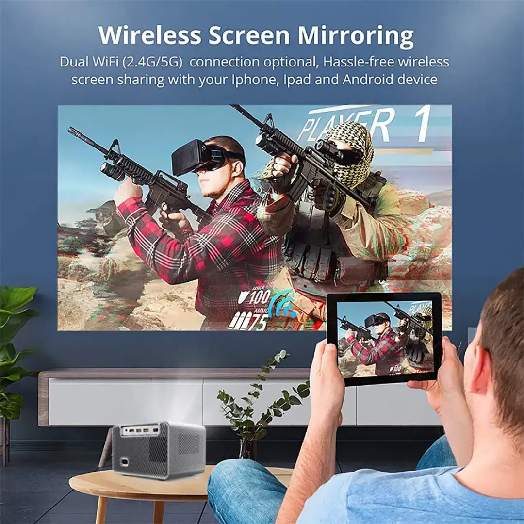 HD Home Cinema Smart WiFi Projector with Android 11 & Dual Stereo Speakers