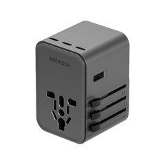 Energea Travelworld 3-Port USB-C and 2-Port USB-A 45W PD Travel Adapter - Gunmetal