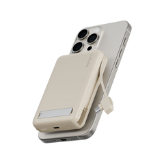Energea MagPac Pro Plus MagSafe 10000mAh Power Bank Built-In USB-C Cable With Built In Stand - Sand