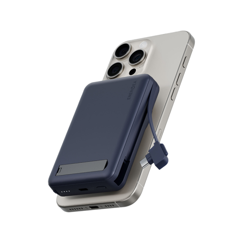 Energea MagPac Pro Plus MagSafe 10000mAh Power Bank Built-In USB-C Cable With Built In Stand - Blue