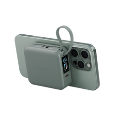 Energea Magpac Mini Plus Wireless Power Bank 10000mAh With Build in USB-C Cable and Display - Sage