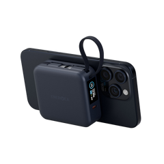 Energea Magpac Mini Plus Wireless Power Bank 10000mAh With Build in USB-C Cable and Display - Blue