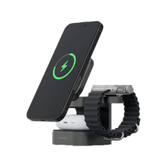 Energea MagCube 3 IN 1 Foldable Magsafe Fast Wireless Charger - Gunmetal