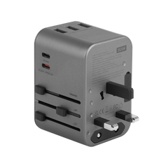 Energea Travelworld 2-Port USB-C and 3-Port USB-A 35W PD Travel Adapter - Gunmetal