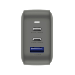Energea TravelWorld 2-Port USB-C PD and 1-Port USB-A GaN 66W Travel Adapter - Gunmetal