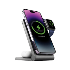 Energea MagTrio 3 IN 1 Foldable Magnetic Fast Wireless Charger - Gunmetal