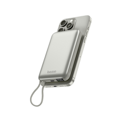 Bazic GoPower Fusion Mag 10K MagSafe Compatible Power Bank 10000mAh With Build in USB-C Cable - Pebble