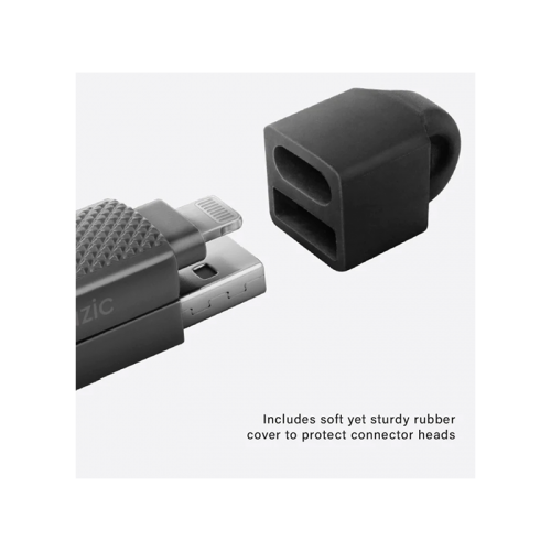 Bazic GoCharge Alucable 4 in 1 Input USB-A and USB-C to Output USB-C and Lightning Cable 1m - Black