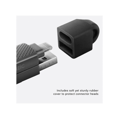 Bazic GoCharge Alucable 4 in 1 Input USB-A and USB-C to Output USB-C and Lightning Cable 1m - Black