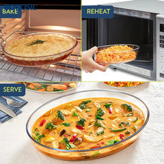 Borosil Oval Borosilicate Glass Baking and Serving Dish, Oven Microwave Freezer Safe Scratch Resistant Clear Bakeware