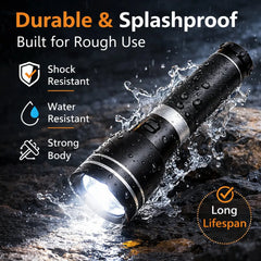 GHS DC-90 Premium Rechargeable LED Flashlight with Dual Battery Set, 5W CREE LED Torch, 2000mAh Batteries, Ultra Long Range Beam, Waterproof Emergency Light with Charger