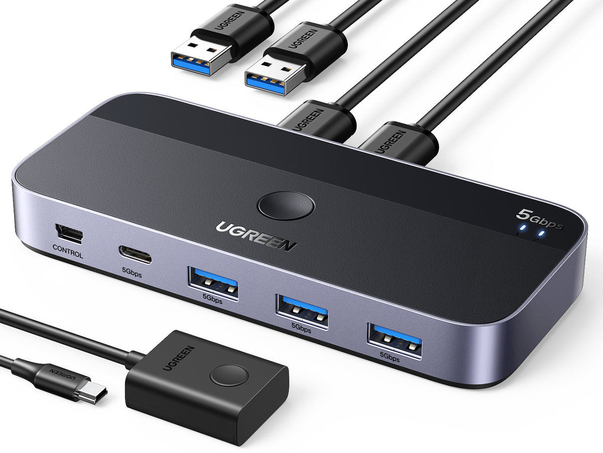 UGREEN USB 3.0 Sharing Switch 2 In 4 Out - Black