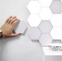 6-piece HexaGlow Touch Wall Light Set - Modular Honeycomb LED Panels with Tool-Free Stick & Screw Mount for Easy Installation