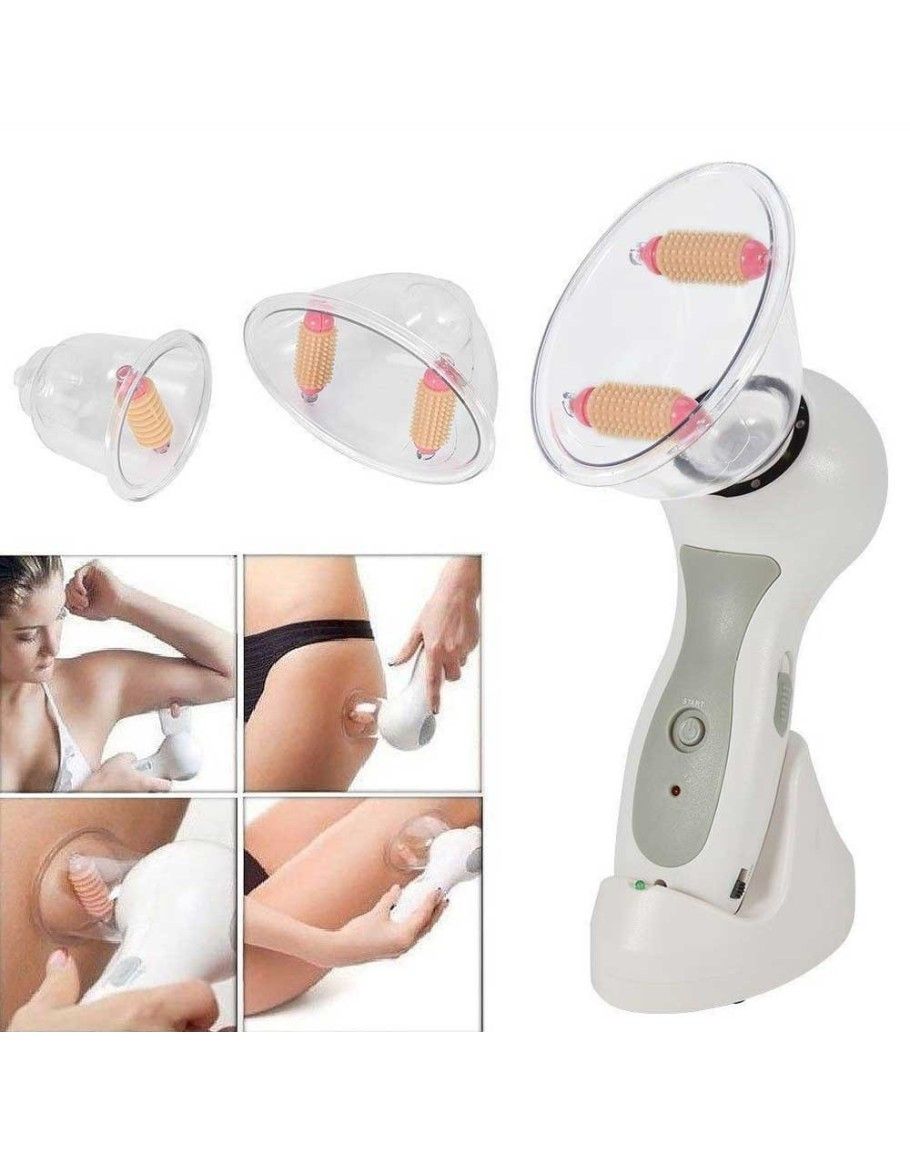 Celluless MD Portable Vacuum Body Massager with Single & Double Roller Attachments, Suction Massage System & Charging Stand for Body Care