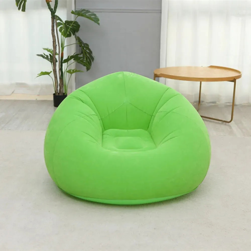 XL Single Size Inflatable Flocked Lounge Sofa Chair 110 x 110 x 85 CM with Deep Cushioned Seat, Supportive Backrest & Foldable Portable Design