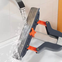 Hands-Free Self-Wringing Sponge Mop with Double-Fold Squeeze Mechanism, 27 CM Grooved Absorbent Head, Telescopic Stainless Steel Handle & Wet/Dry Floor Cleaning