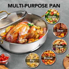 Stainless Steel Multipurpose Steaming & Soup Pot with Tight Lid & Steam Rack