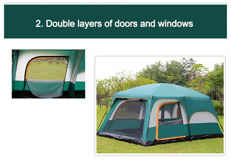 Portable Foldable 8-10 Persons Family Camping Tent with Carry Bag - Durable & Weather Resistant