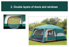 Portable Foldable 8-10 Persons Family Camping Tent with Carry Bag - Durable & Weather Resistant