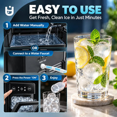 Automatic Sphere Ice Maker with 150 PCS/24H Output, 45 PCS Storage, 1.6L Water Reservoir, LCD Control, 3-Minute Self-Cleaning & Dual Water Filling