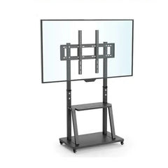 Heavy Duty Mobile Adjustable TV Stand with Wheels Rotatable for 30 to 75 Inch TVs with Media Shelf and AV Rack Universal Floor Mount Display Stand